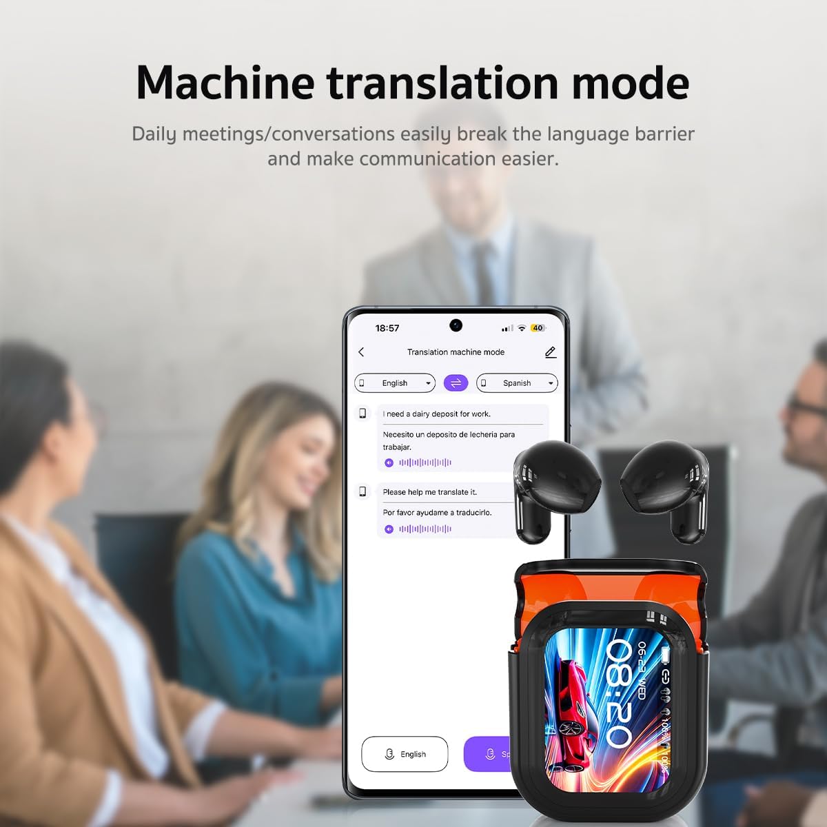 Example productHTC NE20 Translation Bluetooth Earbuds with LED Touchscree in-Ear Earphones for Sports HD Stereo Sound Waterproof