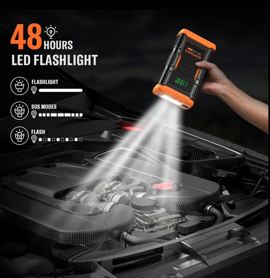 AsperX AX260 Jump Starter with Air Compressor 3000A/150 PSI CAr Battery Jump Starter, 12V Jumper Box Portable with Tire Inflator for TRuck, Vehicle